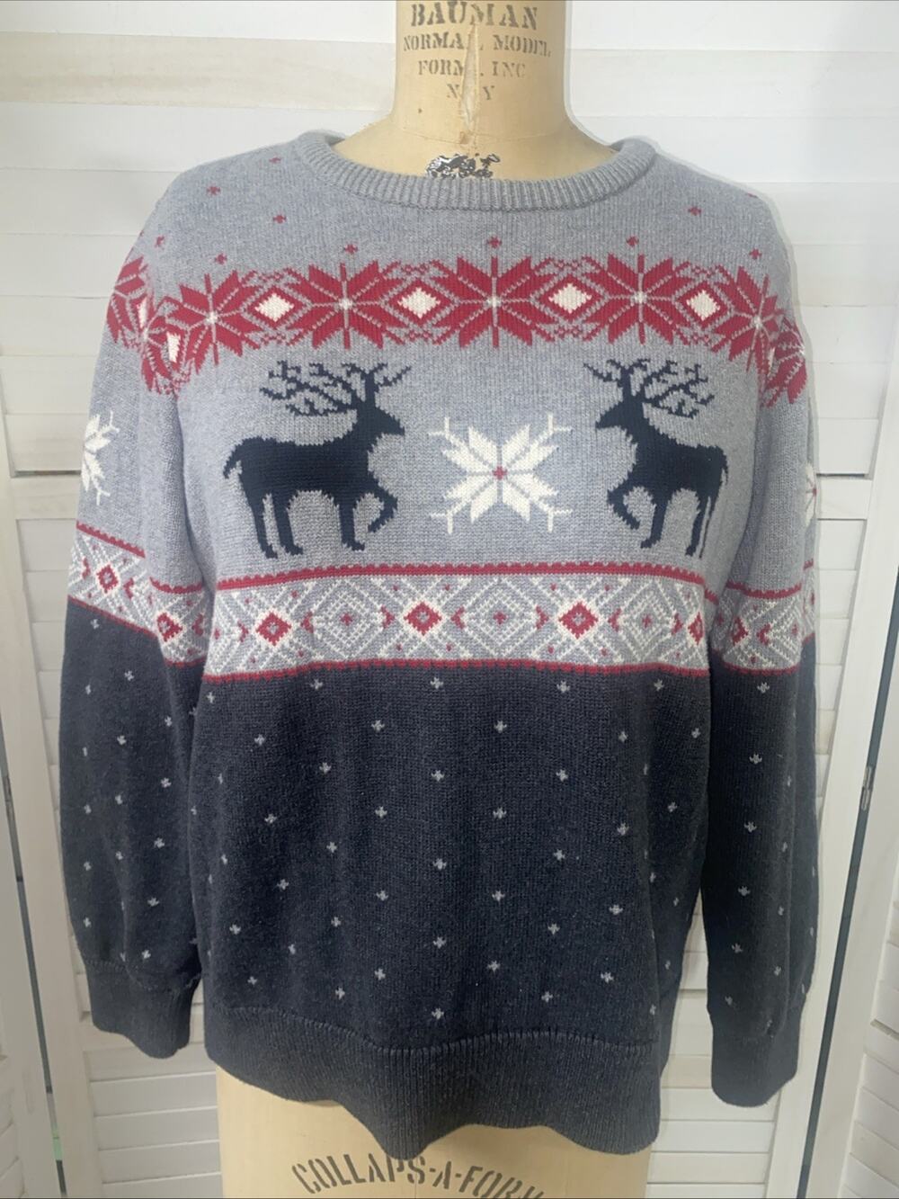 Chaps Crewneck Family Holiday Sweater Women's X-Large Christmas Reindeer